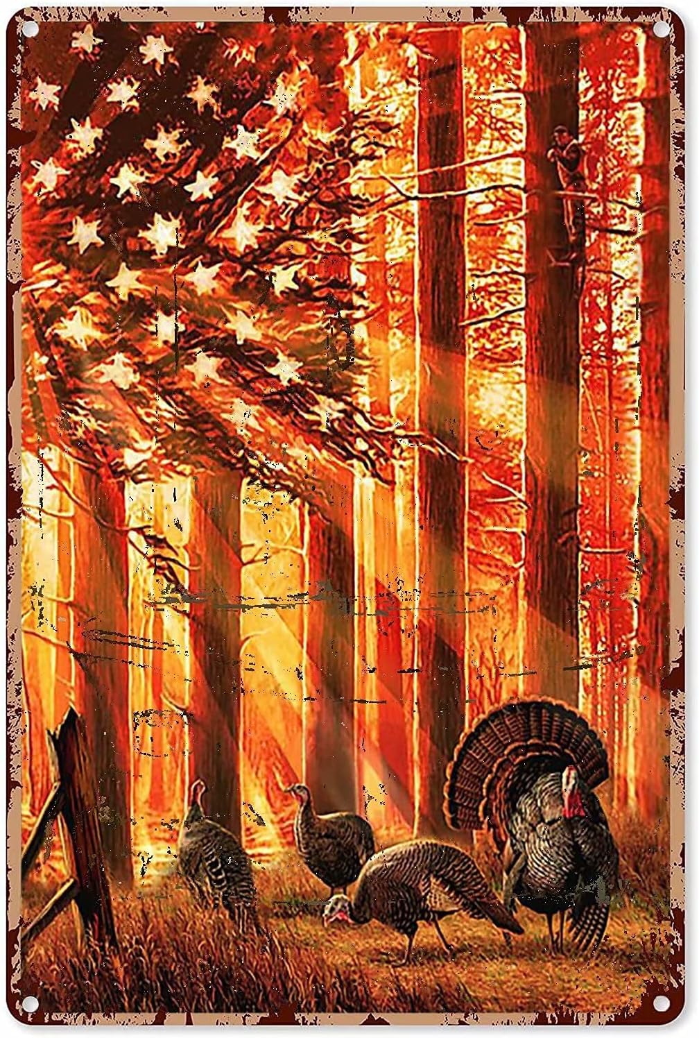 Outdoor Hunting Paintings - Hunting Metal Tin Sign,Prey in The