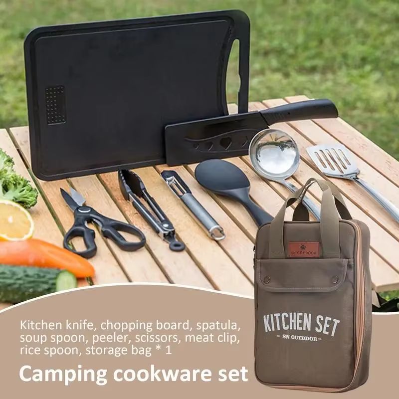 8pcs Camping Kitchen Cookware  - đánh giá và giá Outdoor Hunting Kitchen