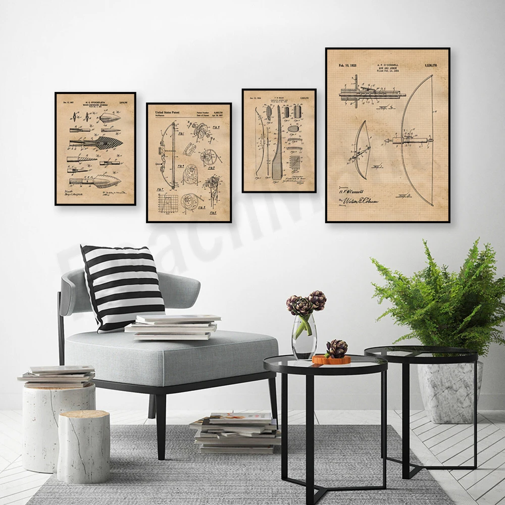 Vintage bow and arrow patent p - đánh giá và giá Outdoor Hunting Paintings