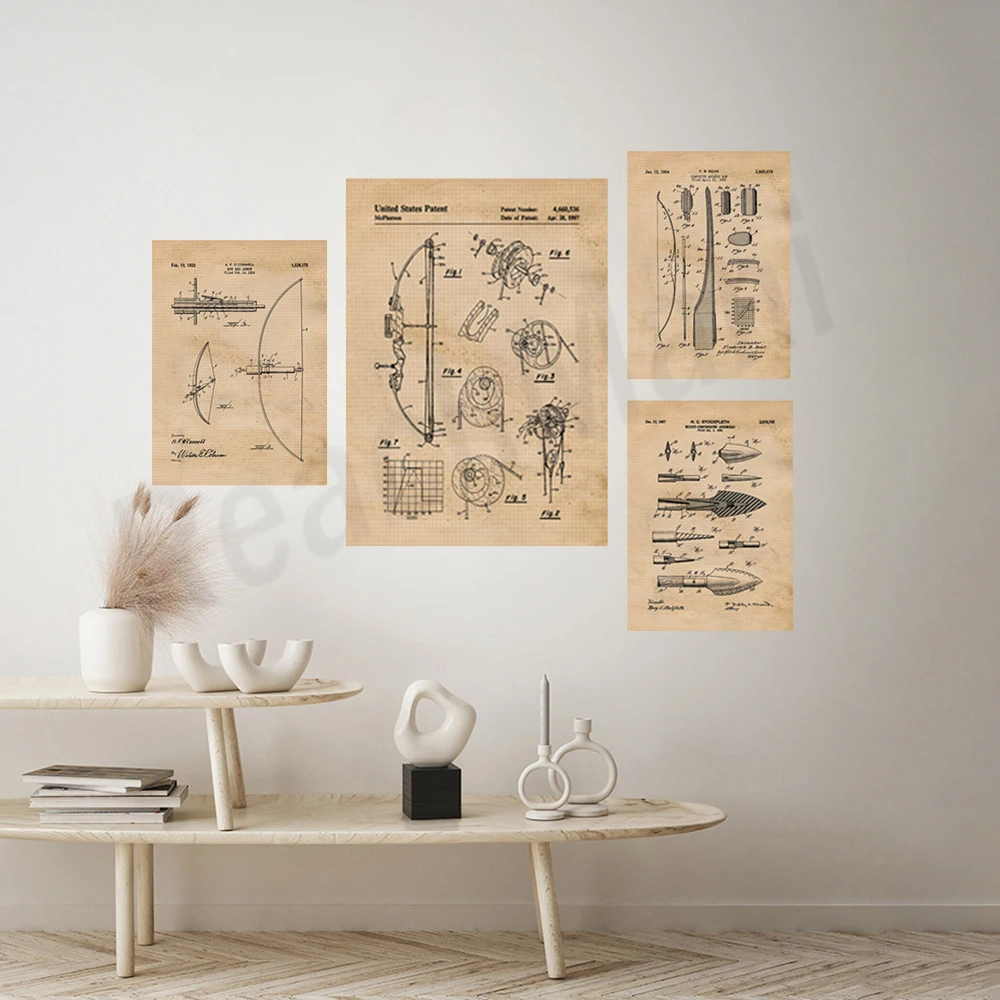 Vintage bow and arrow patent p - đánh giá và giá Outdoor Hunting Paintings