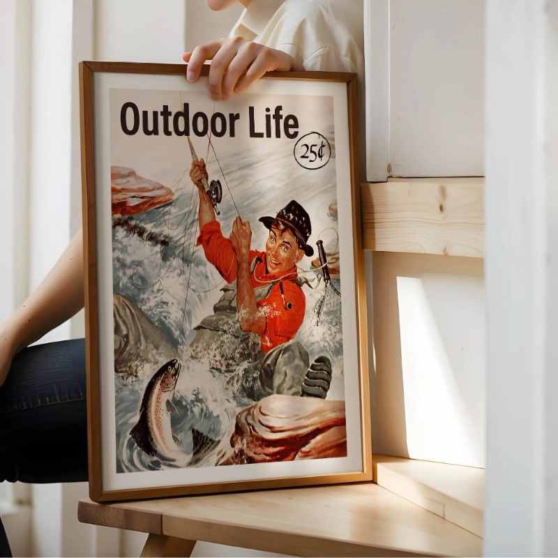 Vintage Fly Fishing Canvas Pri - đánh giá và giá Outdoor Hunting Paintings