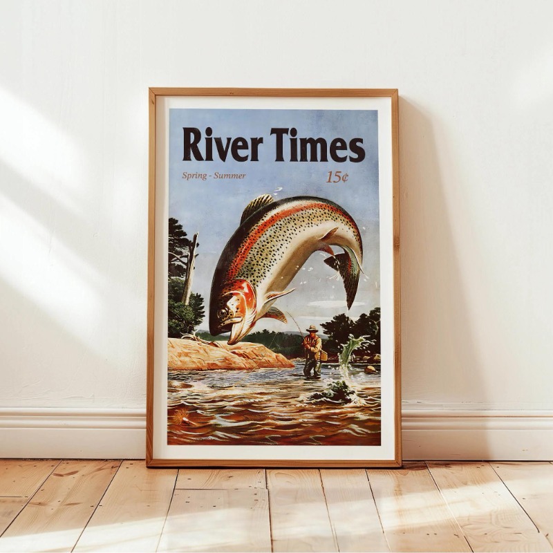 Vintage Fly Fishing Canvas Pri - đánh giá và giá Outdoor Hunting Paintings