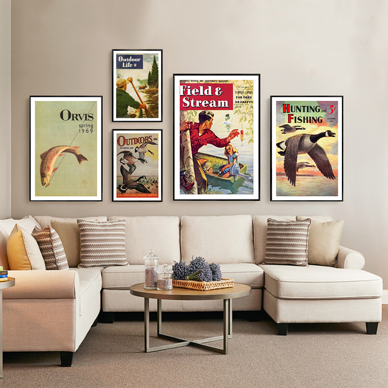 Vintage Colorful Fishing Poste - đánh giá và giá Outdoor Hunting Paintings