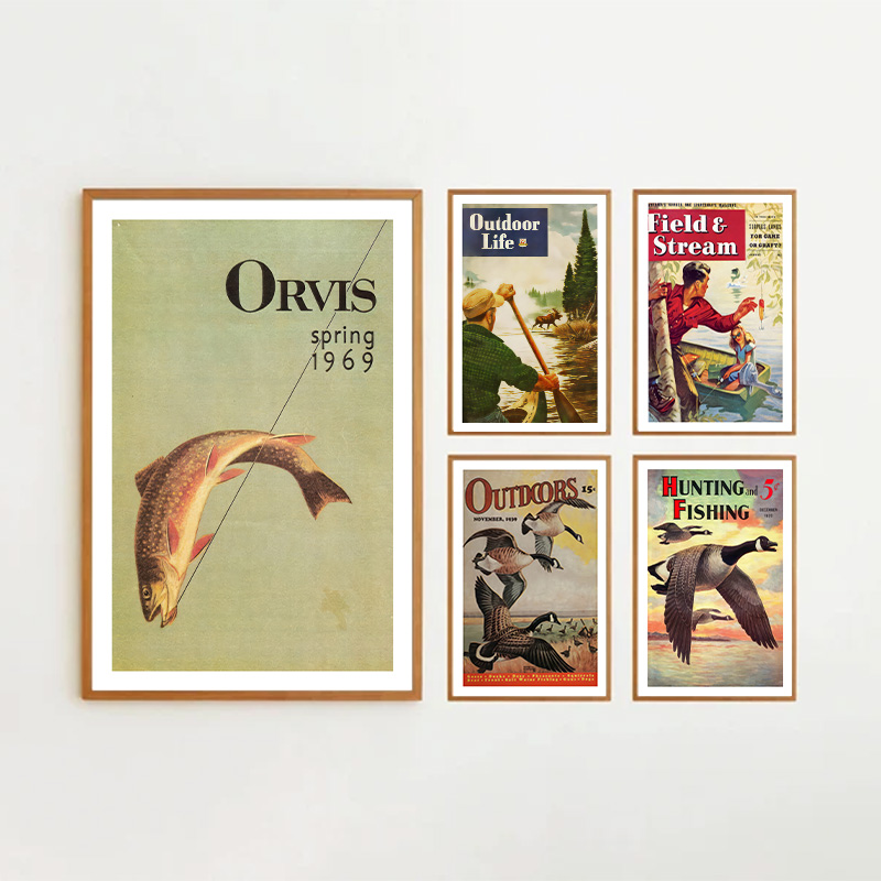Vintage Colorful Fishing Poste - đánh giá và giá Outdoor Hunting Paintings