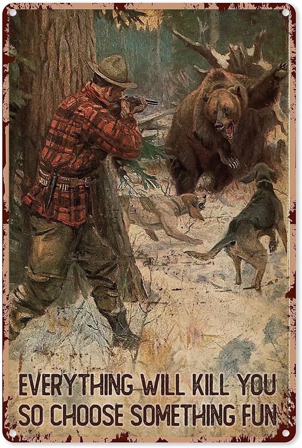 Hunting Bear Metal Tin Sign,Ev - đánh giá và giá Outdoor Hunting Paintings